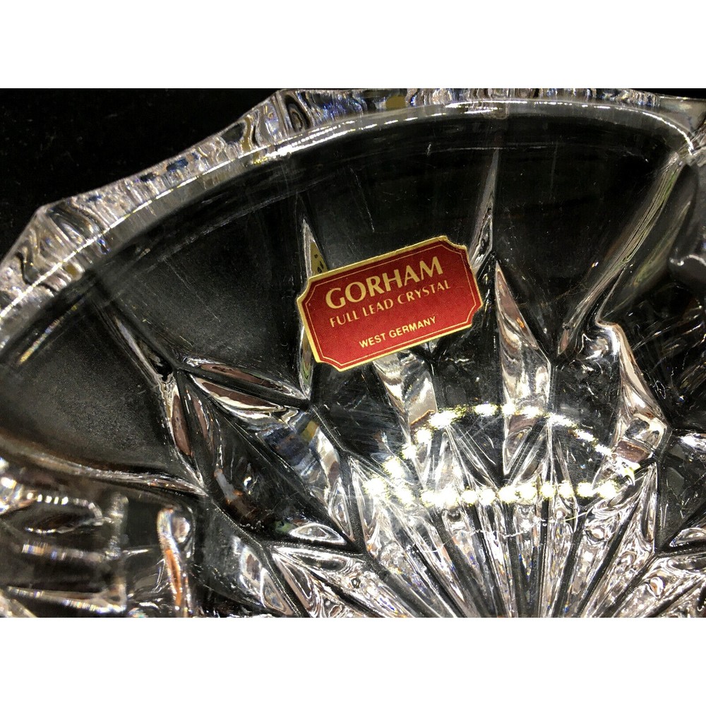 Gorham Crystal Full Lead Cut Glass Ashtray 6" Heavy Vintage Unused West Germany - Picture 5 of 10